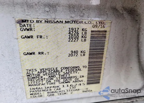 2017 Nissan Altima 2.5 from USA, damaged, VIN 1N4AL3AP4HC116245